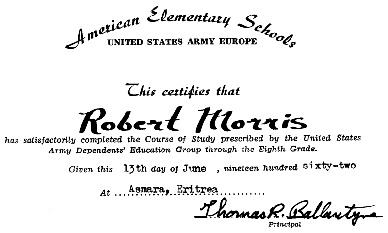 elementary graduation certificate