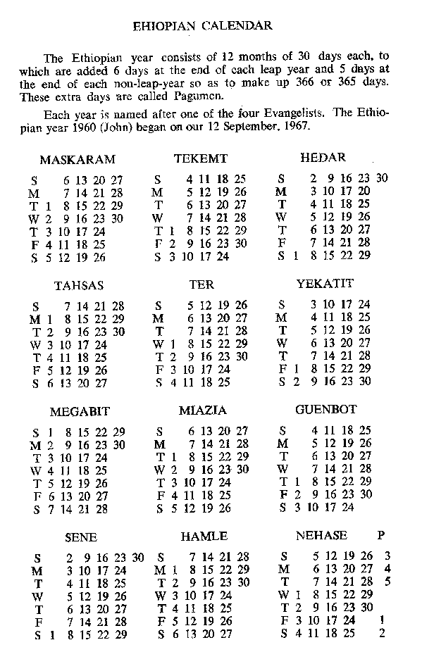The Ethiopian Calendar